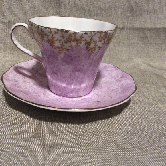 Used Vintage Sandringham Purple Tea cup and Saucer - Picture 2 of 4